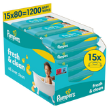 Pampers Fresh Clean, chusteczki nawilżane, 15 x 80 sztuk - miniaturka zdjęcia produktu
