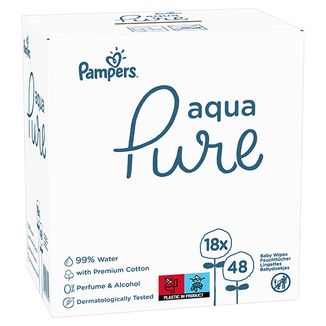 Pampers Aqua Pure, chusteczki nawilżane, 18 x 48 sztuk - zdjęcie produktu