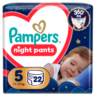 Pampers NightPanst 5 (12-17 kg), pieluchomajtki, 22 sztuki - zdjęcie produktu