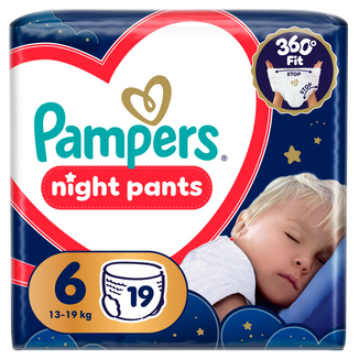 Pampers Night Pants 6 (13+ kg), pieluchomajtki, 19 sztuk - zdjęcie produktu