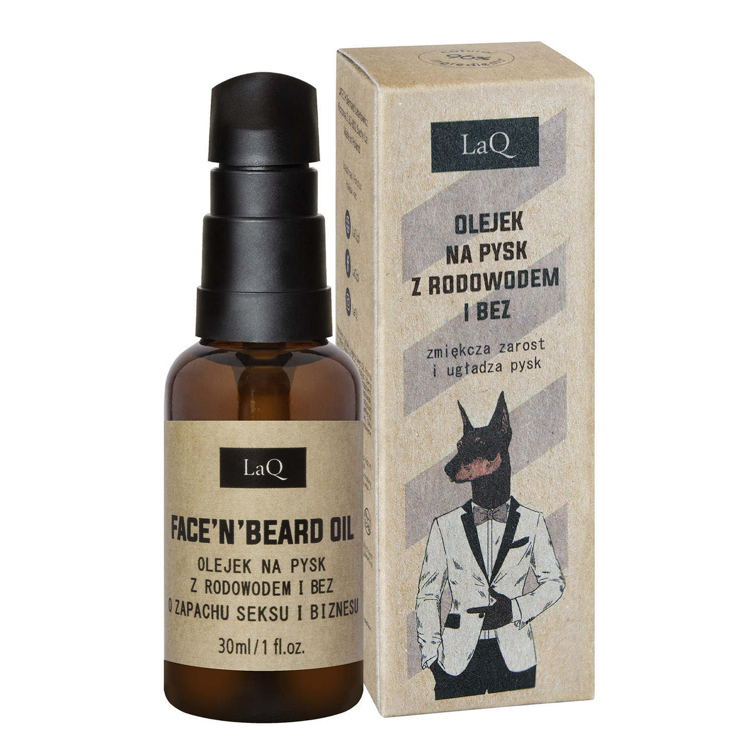 Laq LaQ, Öl nach der Rasur und für den Bart, Doberman, 30 ml — Inhaltsstoffe und Bewertung