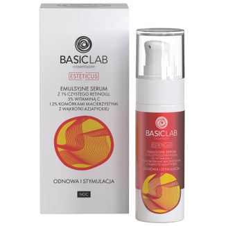 BasicLab Esteticus, emulsyjne serum z czystym retinolem 1% na noc, odnowa i stymulacja, 30 ml KRÓTKA DATA - zdjęcie produktu