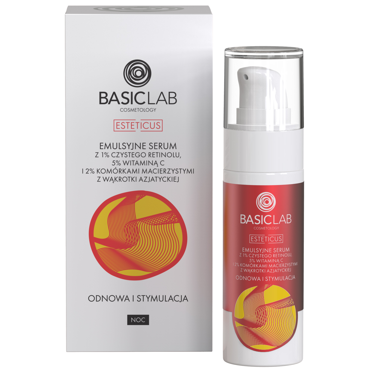 Basiclab BasicLab Esteticus, emulsyjne serum z czystym retinolem 1% na noc, odnowa i stymulacja, 30 ml