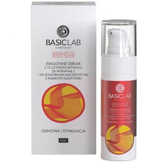 BasicLab Esteticus, emulsyjne serum z czystym retinolem 1% na noc, odnowa i stymulacja, 30 ml - zdjęcie produktu