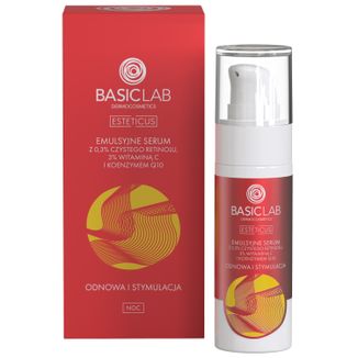 BasicLab Esteticus, emulsyjne serum z czystym retinolem 0,3% na noc, odnowa i stymulacja, 30 ml - zdjęcie produktu