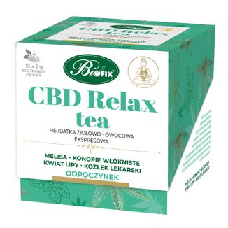 Bi Fix CBD Relax Tea, herbatka ziołowo-owocowa, 2 g x 15 saszetek USZKODZONE OPAKOWANIE - zdjęcie produktu