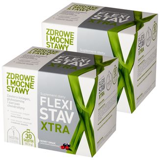 Zestaw Mocne stawy, FlexiStav Xtra, smak porzeczkowo-żurawinowy, 2 x 30 saszetek - zdjęcie produktu