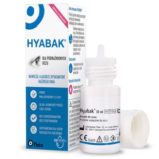 Hyabak, nawilżające krople do oczu i soczewek kontaktowych, bez konserwantów, 10 ml - zdjęcie produktu