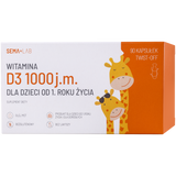 SEMA Lab Witamina D 1000 j.m. dla dzieci od 1 roku i dorosłych, 90 kapsułek twist-off - miniaturka zdjęcia produktu