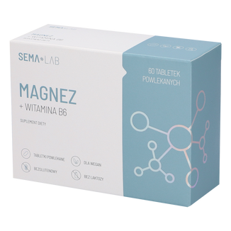 SEMA Lab Magnez + Witamina B6, 60 tabletek powlekanych - zdjęcie produktu