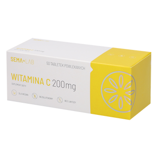 SEMA Lab Witamina C 200 mg, 50 tabletek powlekanych KRÓTKA DATA - zdjęcie produktu