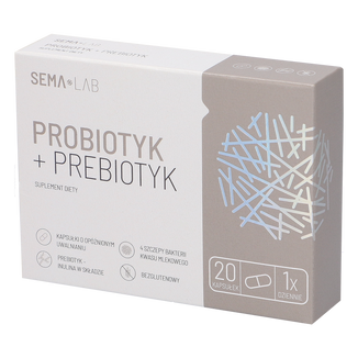 SEMA Lab Probiotyk + Prebiotyk, 20 kapsułek o opóźnionym uwalnianiu KRÓTKA DATA - zdjęcie produktu