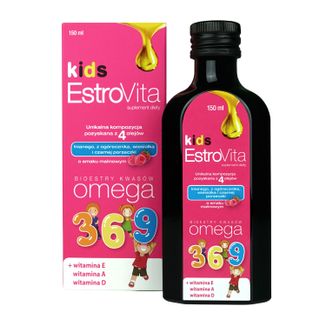 EstroVita Kids, estry kwasów Omega 3-6-9, smak malinowy, 150 ml - zdjęcie produktu