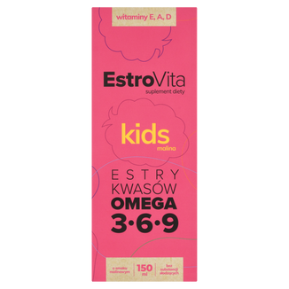 EstroVita Kids, estry kwasów Omega 3-6-9, smak malinowy, 150 ml - zdjęcie produktu