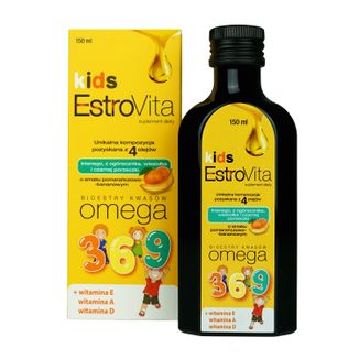 EstroVita Kids, estry kwasów Omega 3-6-9, smak pomarańczowo-bananowy, 150 ml - zdjęcie produktu