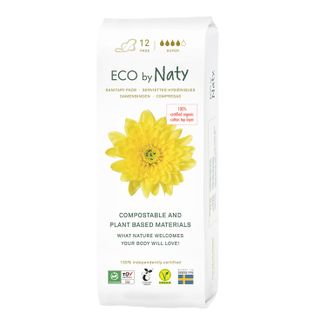 Eco by Naty, ekologiczne podpaski ze skrzydełkami, kompostowalne, Super, 12 sztuk - zdjęcie produktu