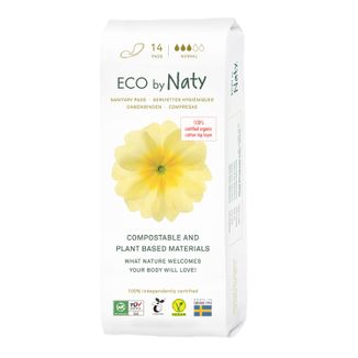 Eco By Naty, ekologiczne podpaski, kompostowalne, Normal, 14 sztuk - zdjęcie produktu