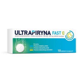 Ultrapiryna Fast C 500 mg + 250 mg, 10 tabletek musujących KRÓTKA DATA - zdjęcie produktu