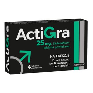 Actigra 25 mg, 4 tabletki powlekane - zdjęcie produktu