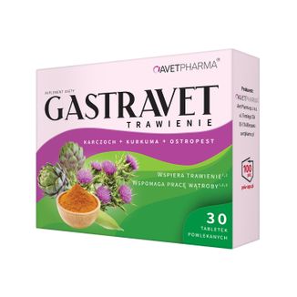 AvetPharma Gastravet Trawienie, 30 tabletek powlekanych - zdjęcie produktu