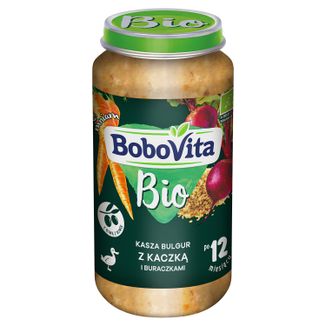 BoboVita Bio Obiadek, kasza bulgur z kaczką i buraczkami, po 12 miesiącu, 250 g - zdjęcie produktu