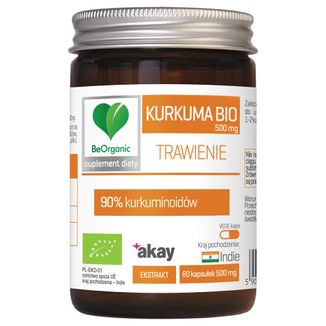 BeOrganic Kurkuma Bio 500 mg, 50 kapsułek - zdjęcie produktu