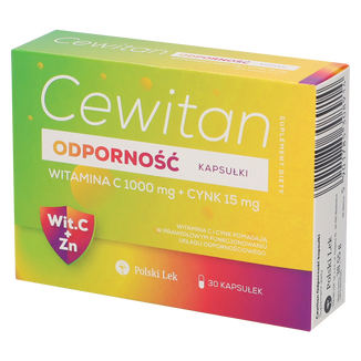 Cewitan Odporność Kapsułki, witamina C 1000 mg + cynk 15 mg, 30 kapsułek KRÓTKA DATA - zdjęcie produktu