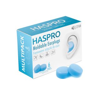 Haspro, formowane zatyczki do uszu, niebieskie, 12 sztuk - zdjęcie produktu