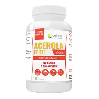 Wish Acerola Forte 250 mg, naturalna witamina C o smaku wiśni, 120 pastylek do ssania - zdjęcie produktu