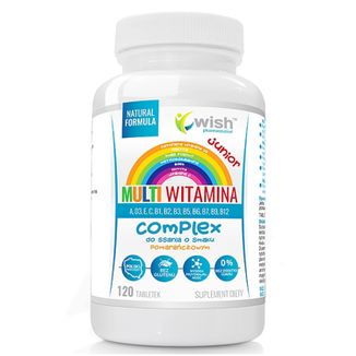 Wish Multiwitamina Complex Junior, smak pomarańczowy, 120 tabletek do ssania - zdjęcie produktu