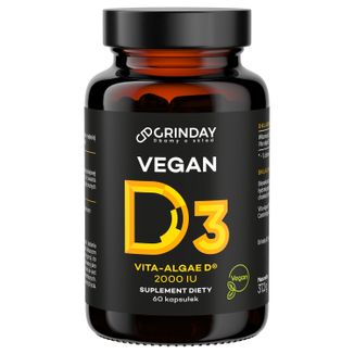 Grinday Vegan D3, wegańska witamina D3 2000 IU, 60 kapsułek - zdjęcie produktu