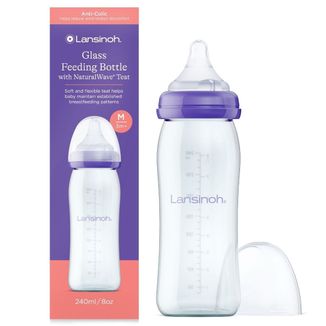 Lansinoh, butelka szklana ze smoczkiem NaturalWave o średnim przepływie, 240 ml - zdjęcie produktu