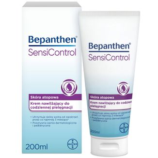 Bepanthen SensiControl, krem nawilżający do codziennej pielęgnacji dla niemowląt, dzieci i dorosłych, skóra atopowa, 200 ml - zdjęcie produktu
