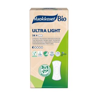 Vuokkoset, wkładki higieniczne z organicznej bawełny, 100% Bio, Ultra light, 24 sztuki - zdjęcie produktu