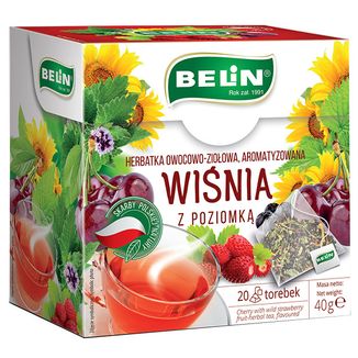 Belin Wiśnia z poziomką, herbatka owocowo-ziołowa, aromatyzowana, 2 g x 20 saszetek - zdjęcie produktu
