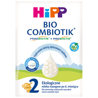 HIPP 2 BIO Combiotik, ekologiczne mleko następne, dla niemowląt, po 6 miesiącu, 27 g - zdjęcie produktu