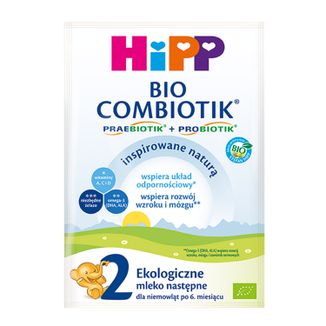 HiPP 2 Bio Combiotik, ekologiczne mleko następne, po 6 miesiącu, 27 g - zdjęcie produktu