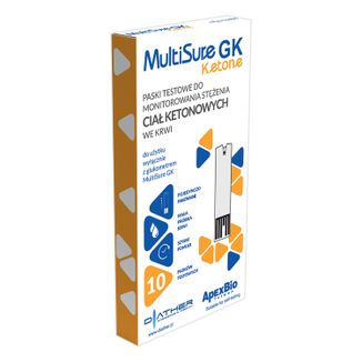 MultiSure GK Ketone, paski testowe do monitorowania stężenia ciał ketonowych we krwi, 10 sztuk KRÓTKA DATA - zdjęcie produktu