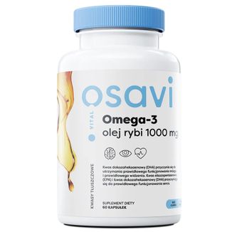 Osavi Vital Omega-3 Olej rybi 1000 mg, smak cytrynowy, 60 kapsułek Osavi Vital Omega-3 Olej rybi 1000 mg, smak cytrynowy, 60 kapsułek - zdjęcie produktu