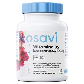 Osavi Vital Witamina B5, kwas pantotenowy 200 mg, 90 kapsułek wegańskich - zdjęcie produktu