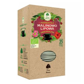 Dary Natury Herbatka malinowo-lipowa, ekologiczna, 2,5 g x 25 saszetek - zdjęcie produktu