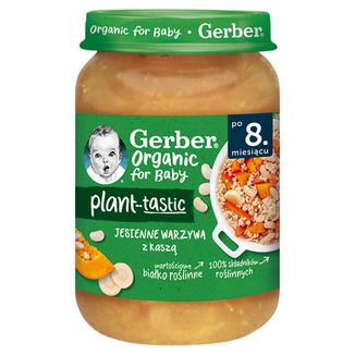 Gerber Organic Plant-Tastic, jesienne warzywa z kaszą, po 8 miesiącu, 190 g - zdjęcie produktu