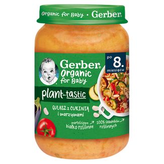Gerber Organic Plant-Tastic, gulasz z cukinią i warzywami, po 8 miesiącu, 190 g - zdjęcie produktu
