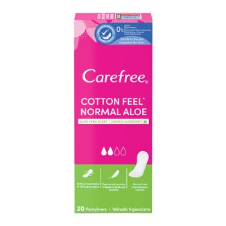 Wkładki higieniczne Carefree Cotton Feel Normal Aloe, aloe scent, 20 sztuk - zdjęcie produktu