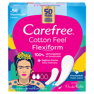 Carefree Cotton Feel Flexiform Normal, wkładki higieniczne, fresh scent, 56 sztuk - zdjęcie produktu