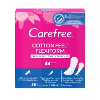 Wkładki higieniczne Carefree Cotton Feel Flexiform, fresh scent, 56 sztuk - zdjęcie produktu