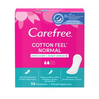 Wkładki higieniczne Carefree Cotton Feel Normal, fresh scent, 56 sztuk - zdjęcie produktu