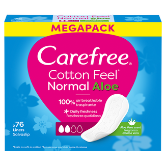 Wkładki higieniczne Carefree Cotton Feel Normal Aloe, aloe scent, 76 sztuk - zdjęcie produktu