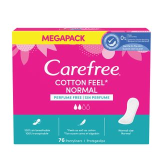 Wkładki higieniczne Carefree Cotton Feel Normal, nieperfumowane, 76 sztuk - zdjęcie produktu
