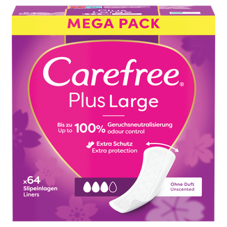 Carefree Plus Large, wkładki higieniczne, bezzapachowe, 64 sztuki - zdjęcie produktu